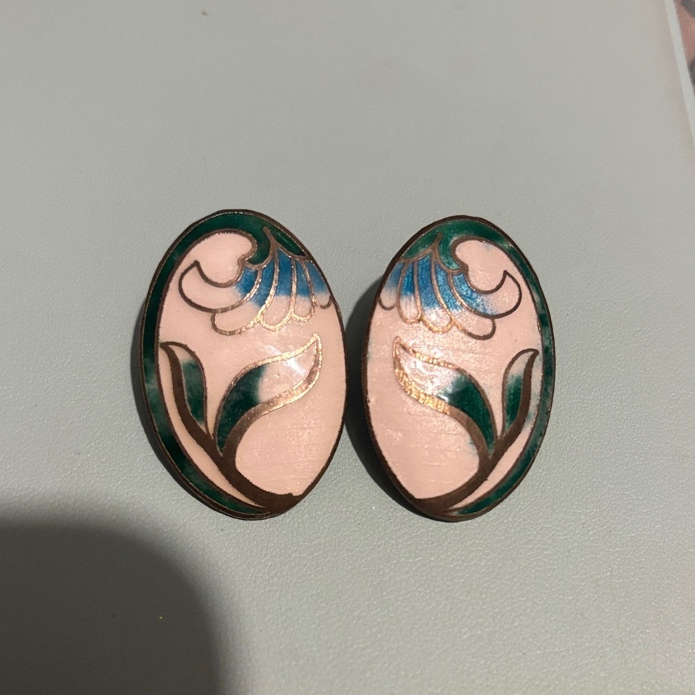 Vintage Oval Cloisonné Earrings